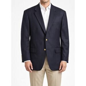 Navy Wool Blazer VBC Gold Buttons 46S Preppy Sport Coat Italy Wool